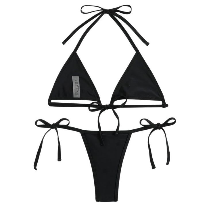 Damen Triangel-Bikini-Set mit geflochtenem Höschen und verstellbaren Trägern Drune