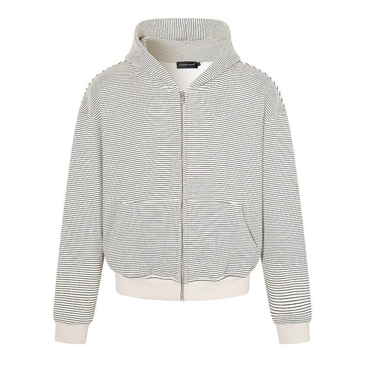 Damen Feinringel-Zipjacke mit hohem Stehkragen, Kängurutaschen und elastischem Saum Drune