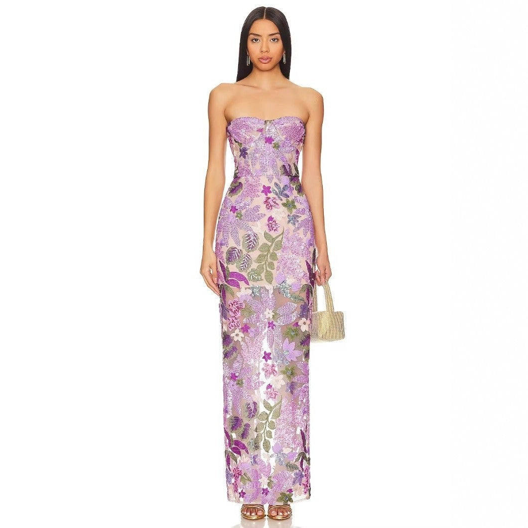 Damen Schickes Abendkleid mit floralem Design und figurbetonter Silhouette Drune