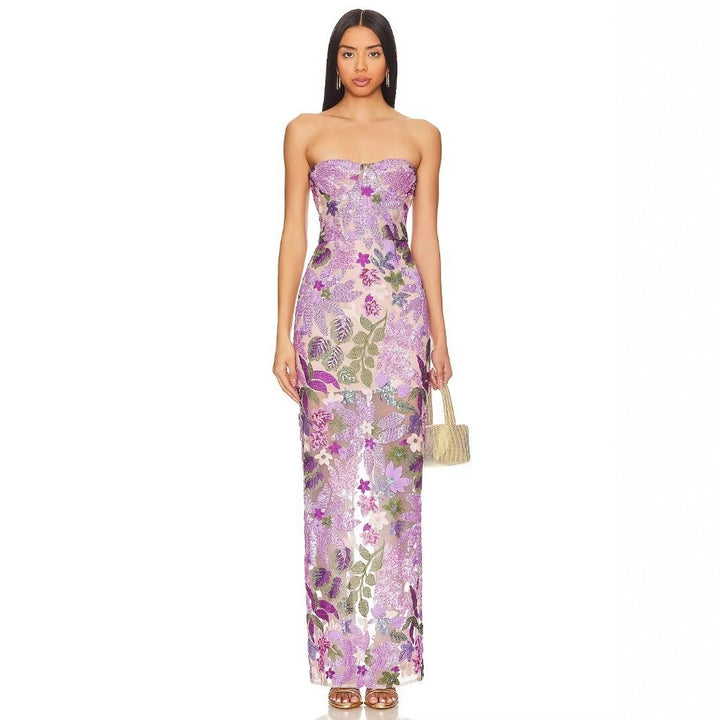 Damen Schickes Abendkleid mit floralem Design und figurbetonter Silhouette Drune