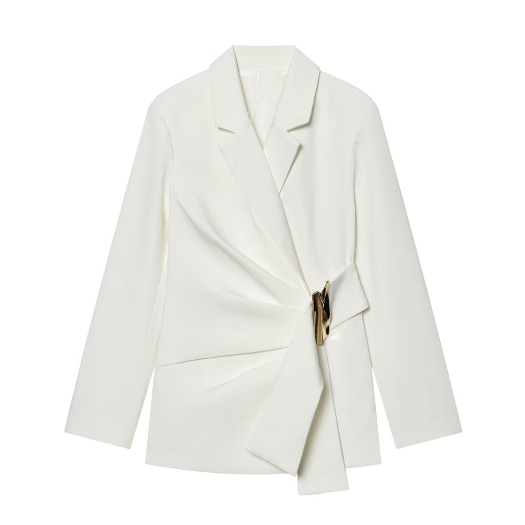 Damen Zweiteiliges Wickelblazer- und Palazzo-Anzugset mit Ziergürtel Drune