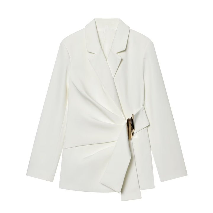 Damen Zweiteiliges Wickelblazer- und Palazzo-Anzugset mit Ziergürtel Drune