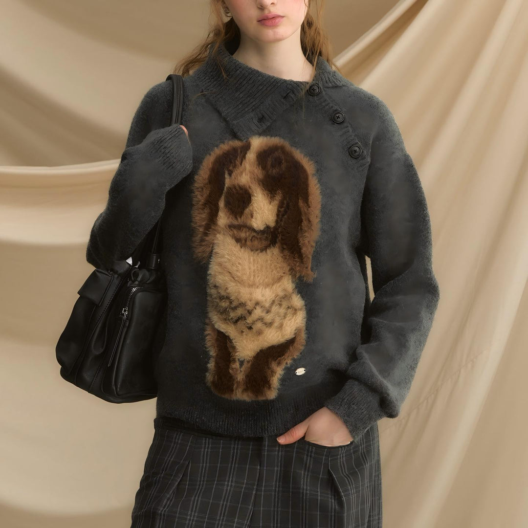 Damen Pullover mit einzigartigem Tiermotiv und strukturierter Oberfläche Drune