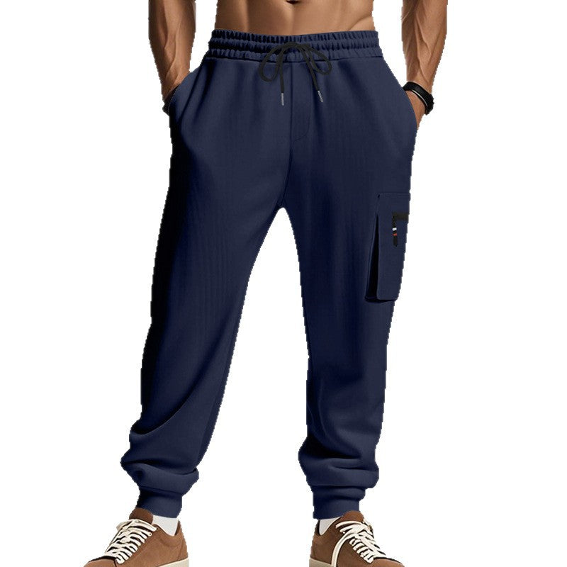 Herren Cargo-Jogginghose mit Reißverschluss-Cargotasche, elastischem Bund und geripptem Saum Drune