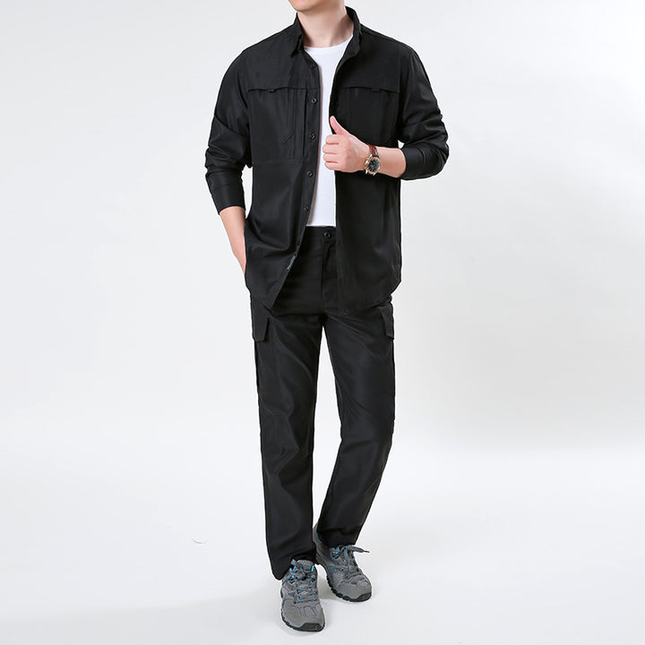 Herren nan leichtes Ripstop-Cargo-Hemd mit passender Cargohose Set für Outdoor und Trekking Drune
