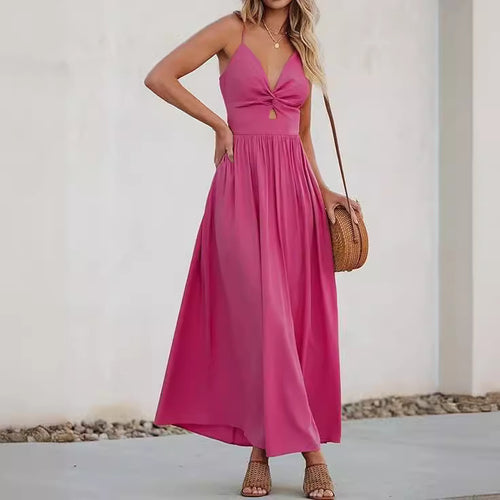 Damen Maxikleid mit schickem Knotendetail und fließendem Schnitt Drune