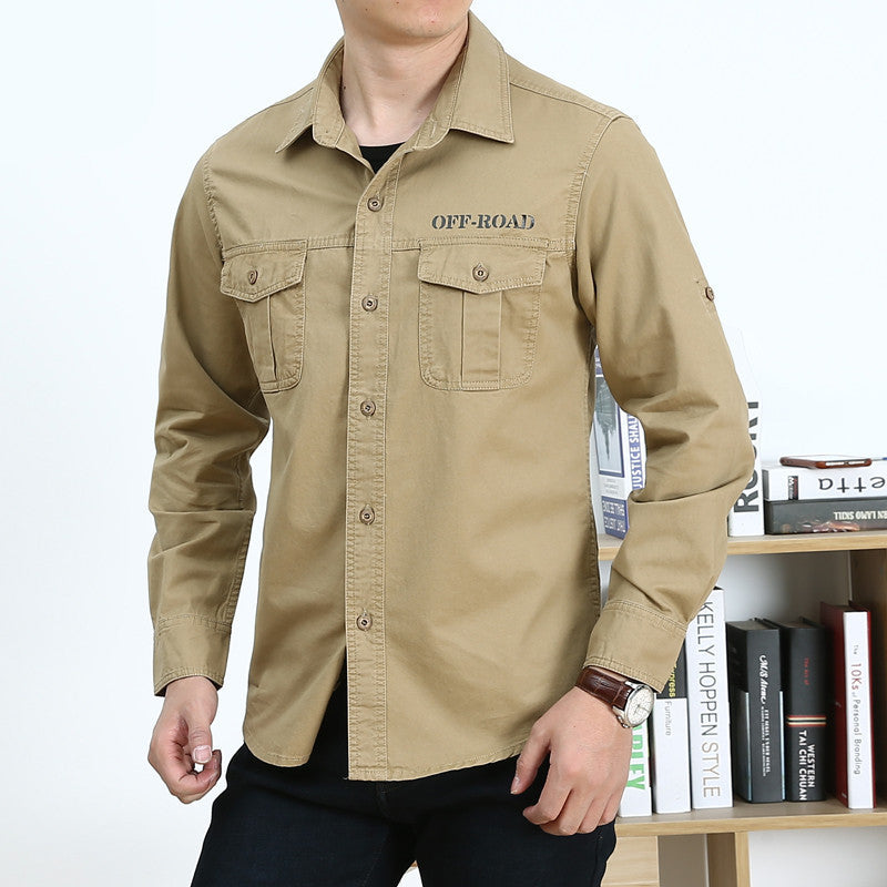 Herren Baumwoll-Utility-Hemd mit Pattentaschen und legerer Passform Drune