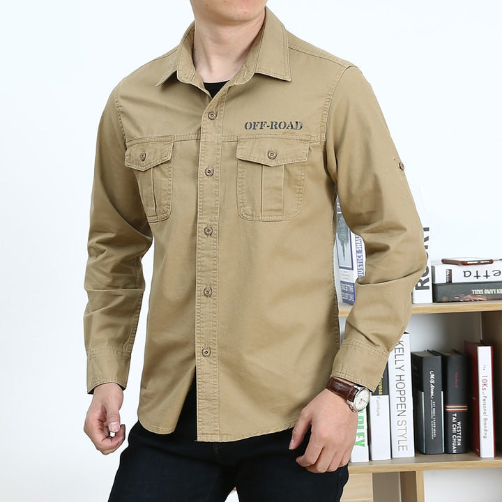 Herren Baumwoll-Utility-Hemd mit Pattentaschen und legerer Passform Drune