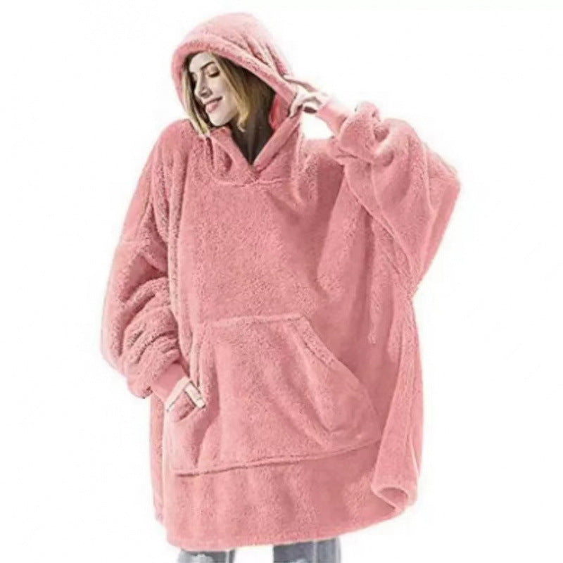 Damen Kuschelige Oversize-Hoodiejacke aus Fleece mit Kängurutasche Drune