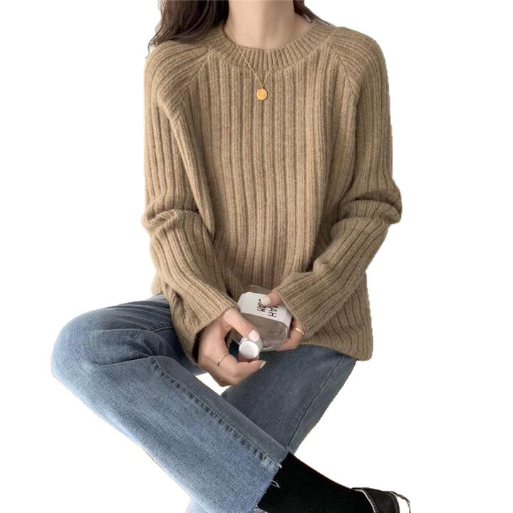 Damen gemütlicher Rippenstrickpullover Drune