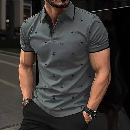 Herren Polohemd mit einzigartigem Flamingo-Muster Drune