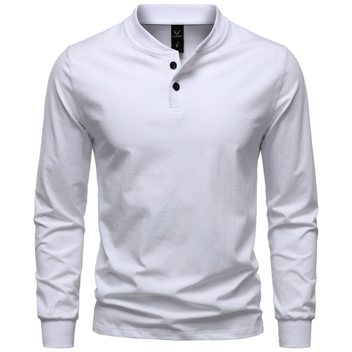 Herren Langarm-Henleyshirt mit Stehkragen und zweifacher Knopfleiste, Slim Fit, Baumwoll-Mix Drune