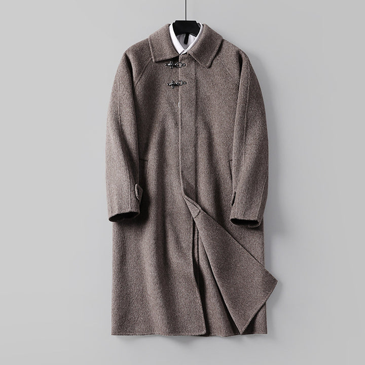 Herren Gerader Wollmix-Longcoat mit verdeckter Front und dekorativen Knebelverschlüssen Drune