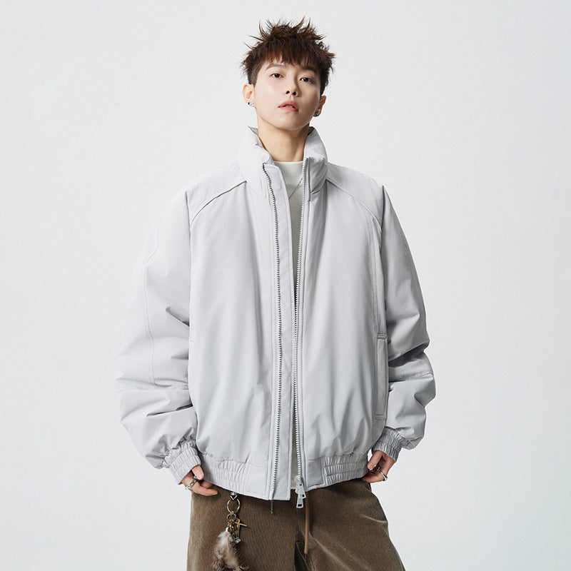 Herren Oversized Windjacke mit Stehkragen und elastischen Bündchen Drune