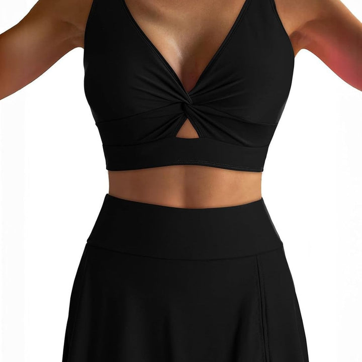 Damen Sportliches Bikini-Set mit modischem Wickel-Oberteil und elastischer Shorts Drune