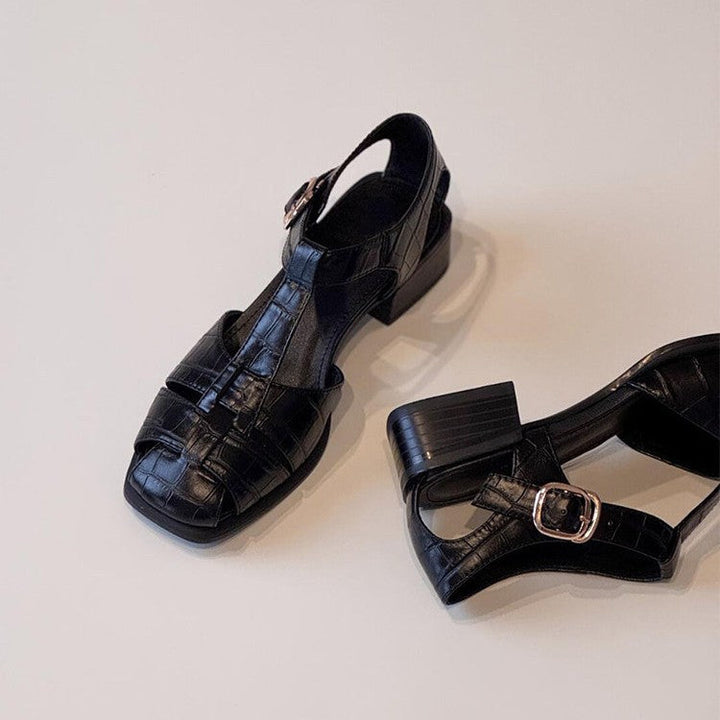Damen Slingback Sandalen mit stilvollem Krokodillederdesign Drune