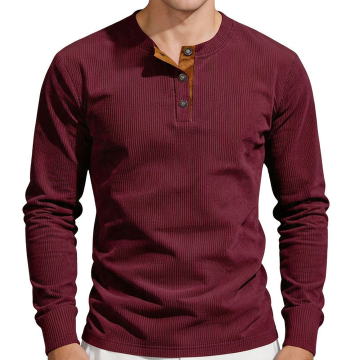 Herren Thermo-Ripp-Langarm-Henleyshirt mit Knopfleiste Drune