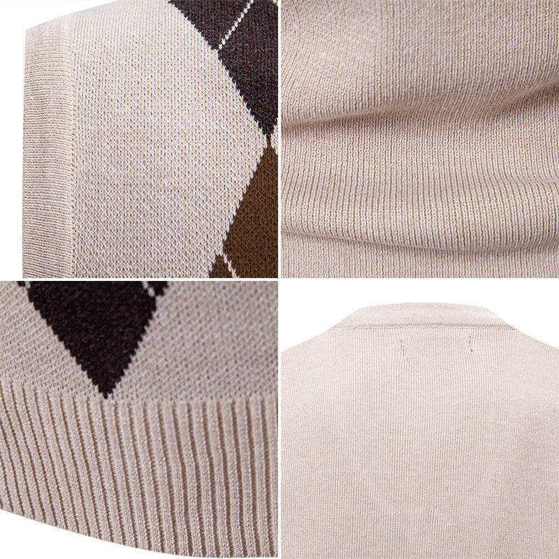 Herren ärmellose Strickweste mit klassischem Rautenmuster Drune