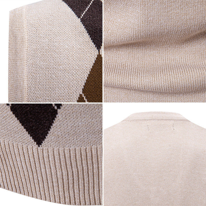 Herren ärmellose Strickweste mit klassischem Rautenmuster Drune