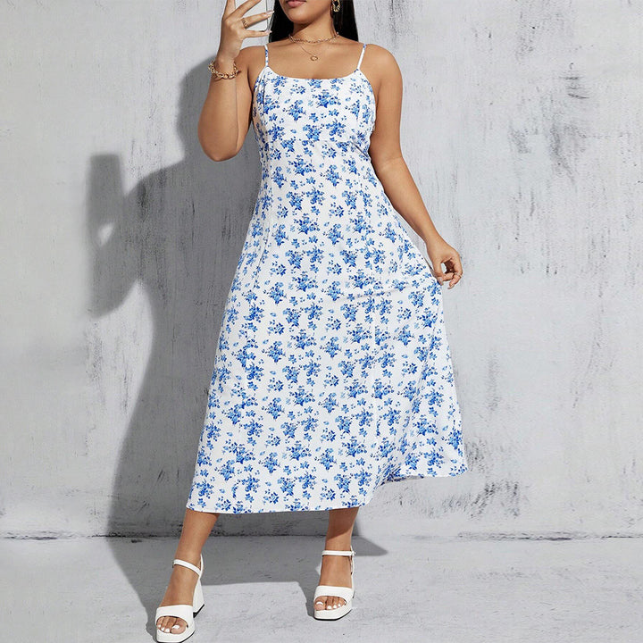 Damen florales Sommerkleid mit schmalen Trägern und leichtem Stoff Drune