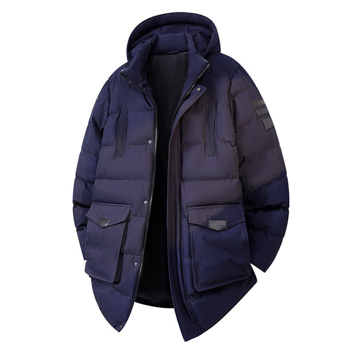 Herren Wattierter Parka im Duffle‑Stil mit Kapuze und großen Pattentaschen Drune