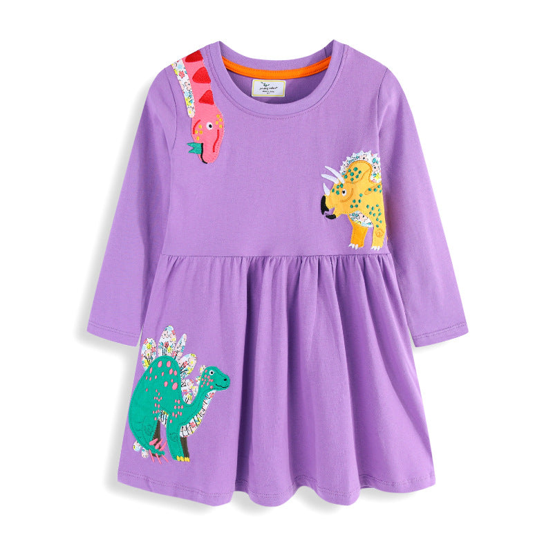 Mädchen Freizeitkleid mit lustigen Dinosaurier-Applikationen Drune
