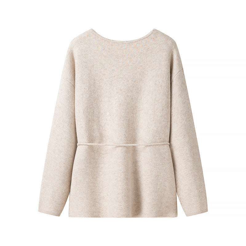 Damen Kuschelige Strickjacke mit Bindegürtel und modernem Schnitt Drune