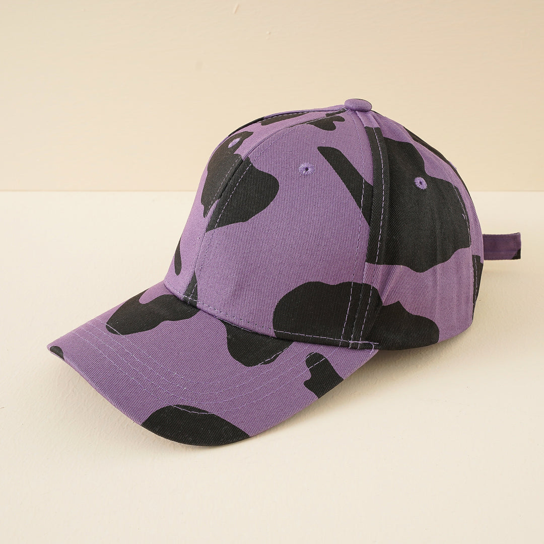 Damen Baseballcap mit verstellbarem Riemen und Kuhmuster Drune