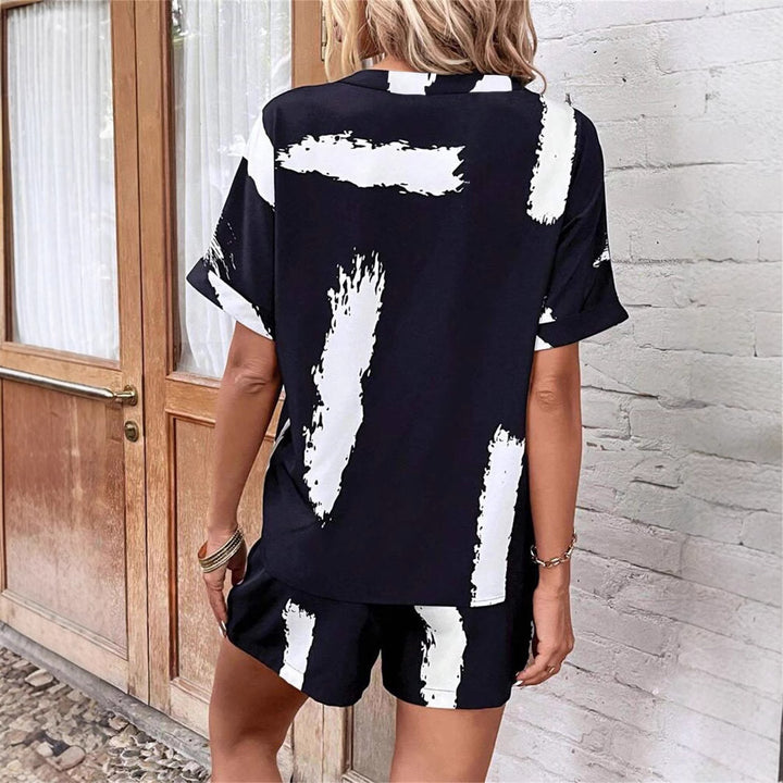 Damen lässiger Kurzanzug mit modernem V-Ausschnitt und stylishen Pockets Drune