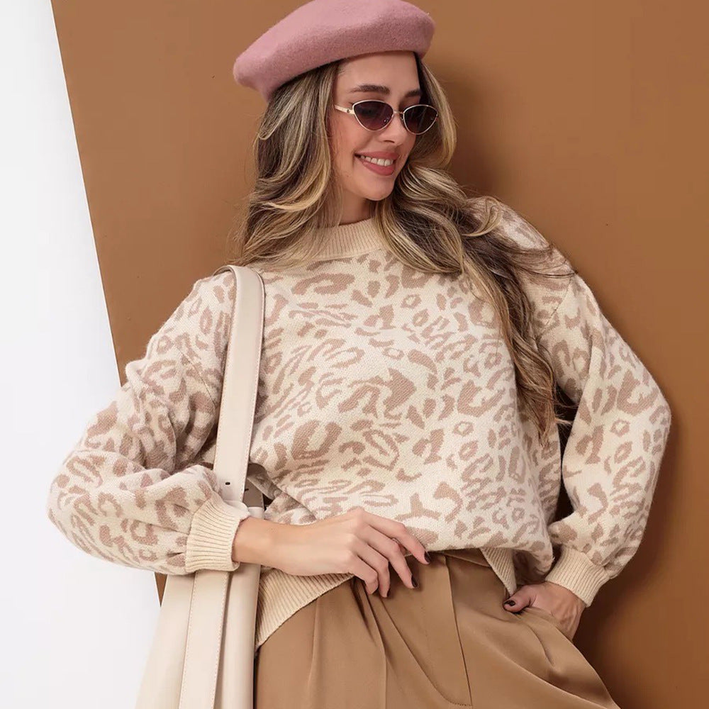 Damen Gemusterter Pullover mit lässigem Schnitt und Rundhalsausschnitt Drune