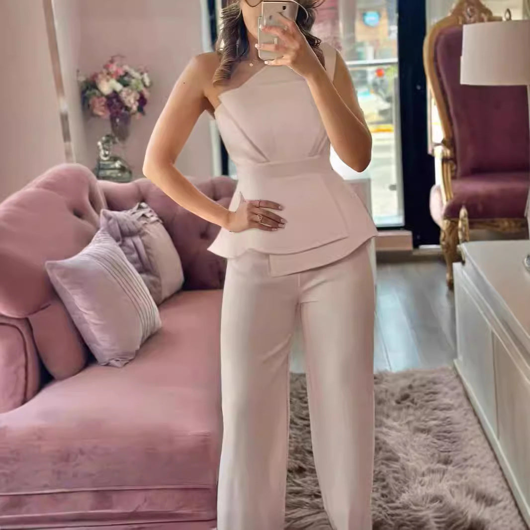 Damen Modischer Jumpsuit mit schickem Tailleneffekt und gerafftem Oberteil Drune