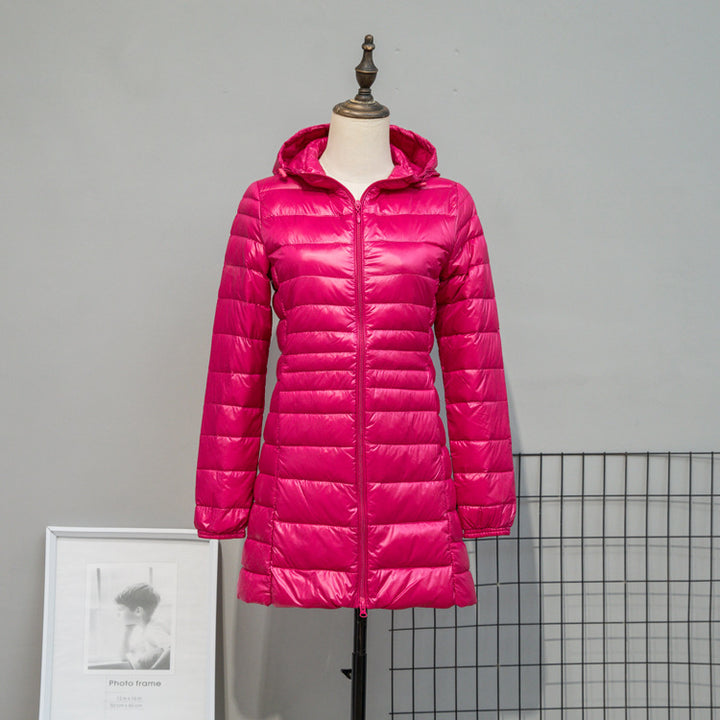 Damen Leicht gesteppte Langjacke mit Kapuze und schlanker Silhouette Drune