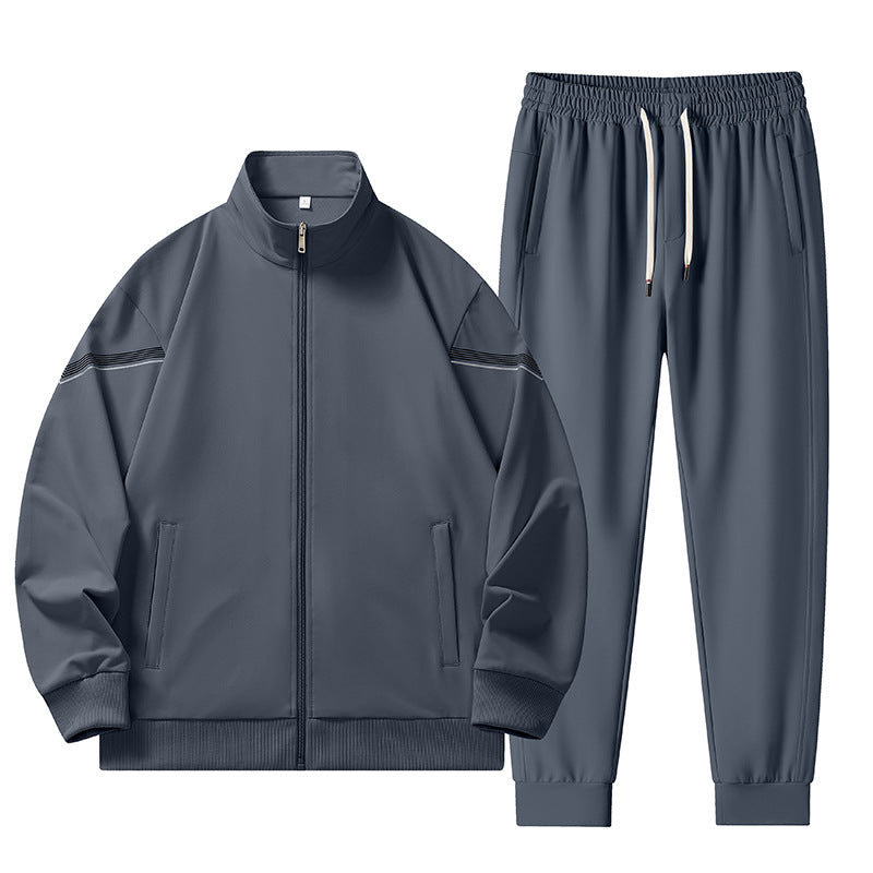 Herren minimalistisches Performance-Trainingsset aus atmungsaktivem Funktionsstoff mit Stehkragen und Kordelbund Drune