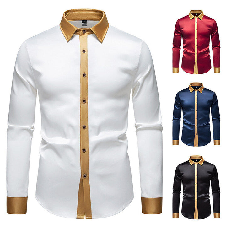 Herren Langarm-Hemd mit modernen Satin-Details Drune