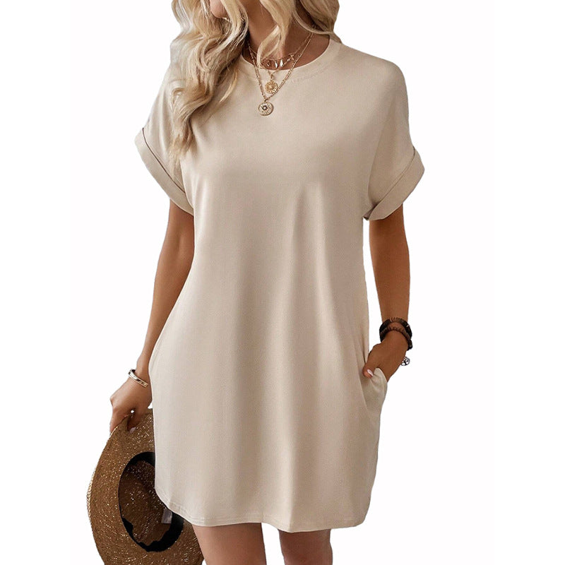 Damen Lockeres T-Shirt-Kleid mit praktischen Taschen und lässigem Design Drune