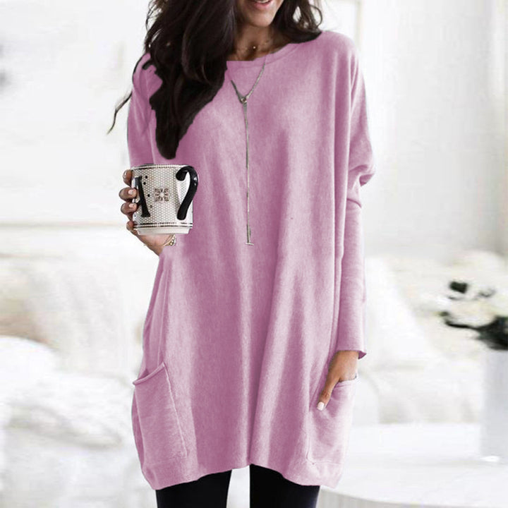 Damen nan oversized Longshirt mit Kontrastblock und aufgesetzten Taschen Drune