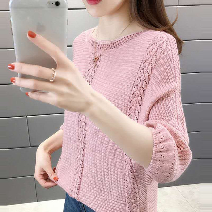 Damen lässiger Strickpullover mit filigranen Details Drune