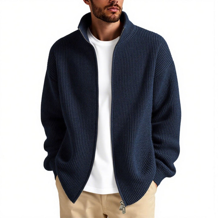 Herren Strickjacke mit hohem Kragen und praktischem Reißverschluss Drune