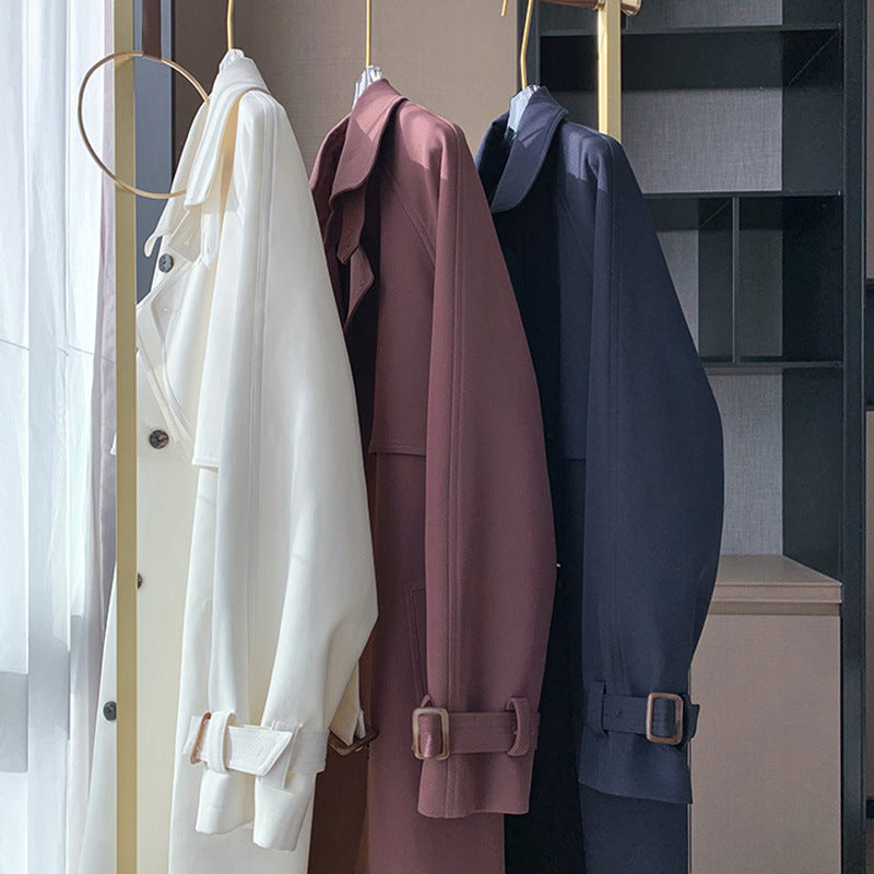 Damen Trenchcoat mit doppelter Knopfleiste und Taillengürtel Drune