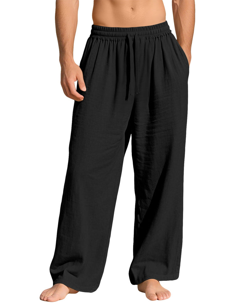 Herren nan leichte Leinen-Loungehose mit elastischem Bund und Seitentaschen Drune