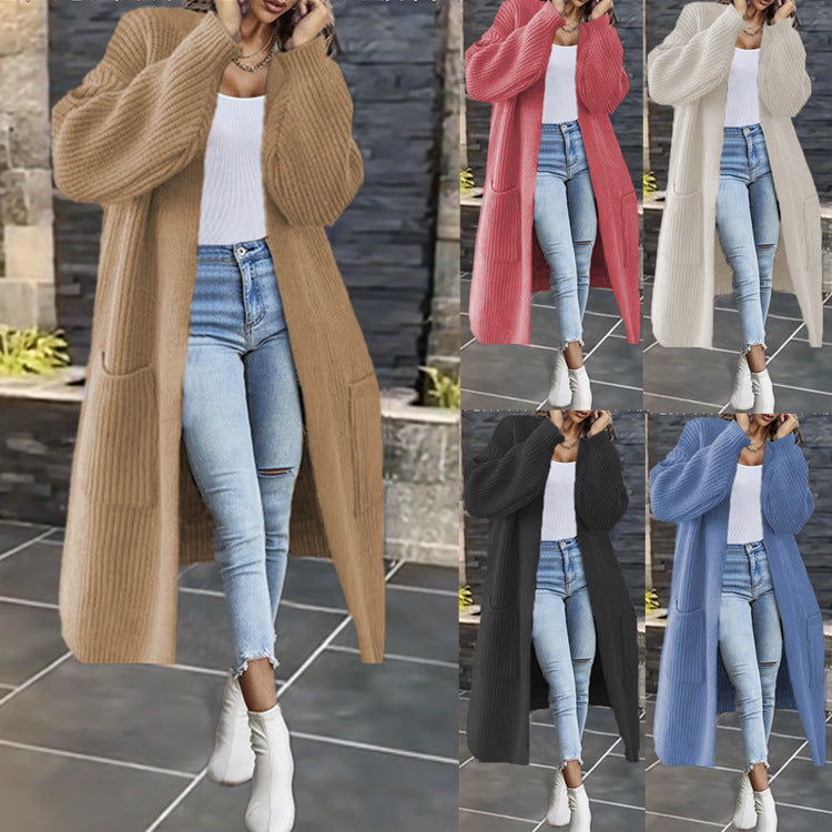 Damen Eleganter und bequemer Strickmantel mit tiefen Taschen Drune
