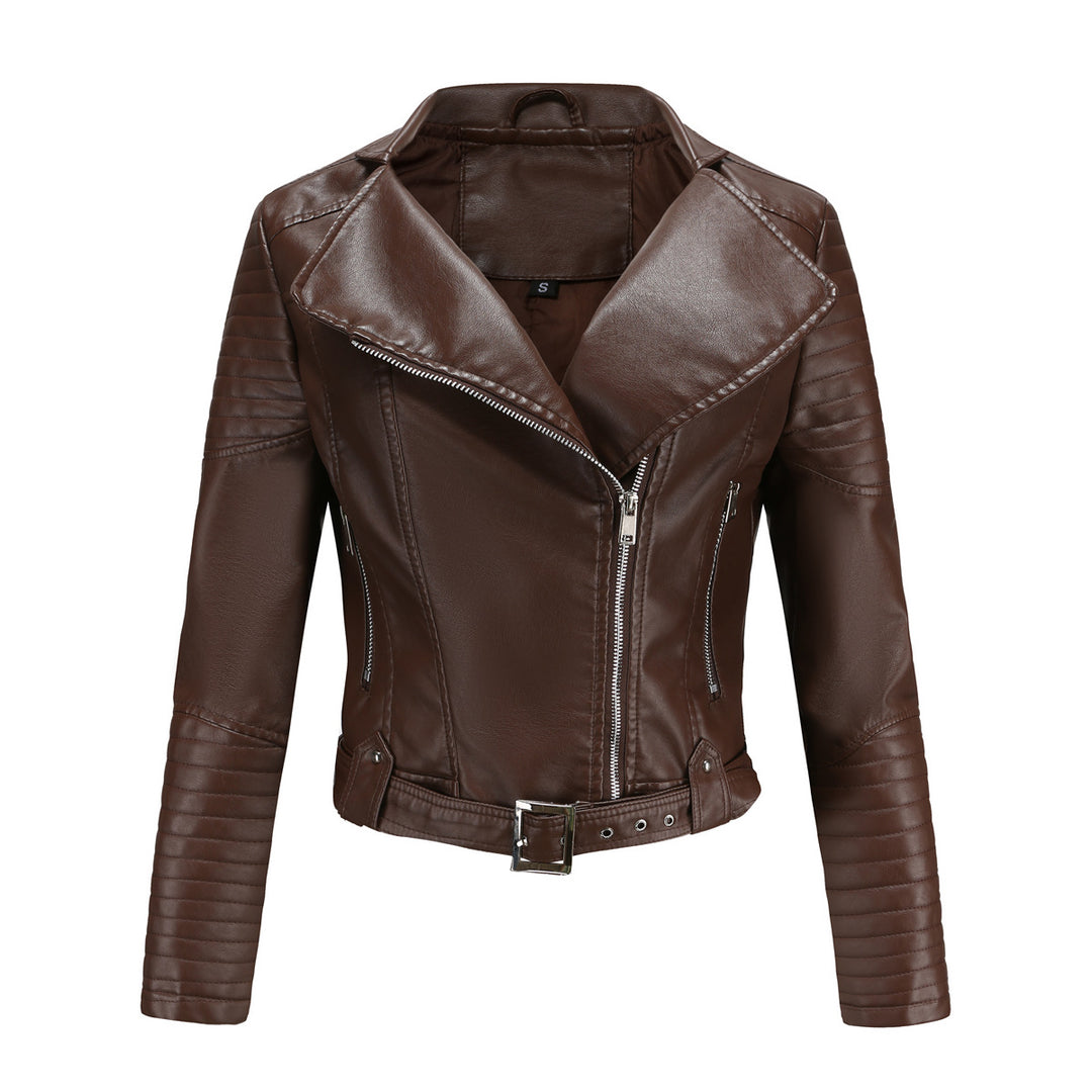 Damen nan kurz geschnittene Motorradjacke in Biker-Optik mit asymmetrischem Reißverschluss und gesteppter Ärmelpartie Drune