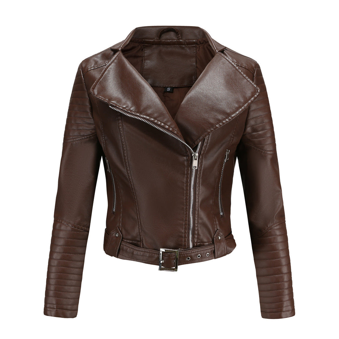 Übergangsjacke Damen schwarz im Biker-Design tailliert