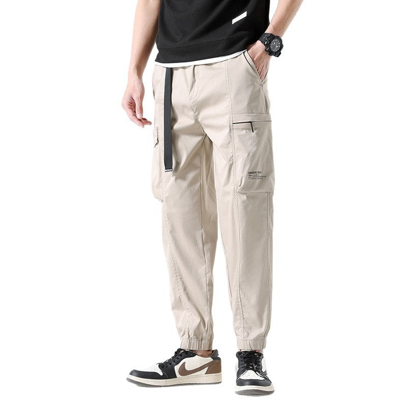 Herren Leichte Utility-Cargohose im Joggerstil mit integriertem Gürtelband und Reißverschlusstaschen Drune
