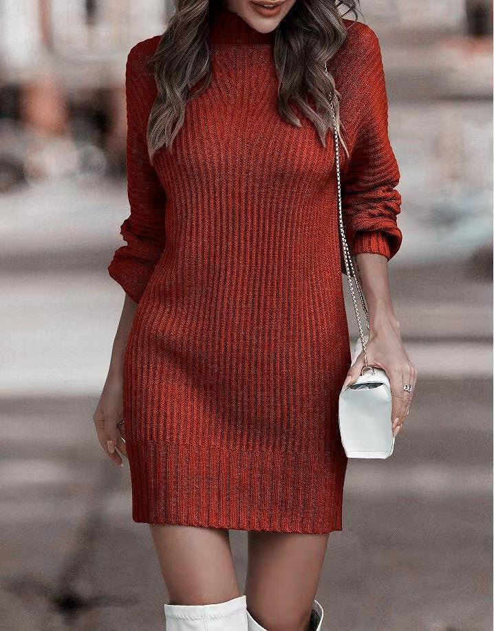 Damen Strickkleid mit weitem Rollkragen und puffärmeligen Details Drune