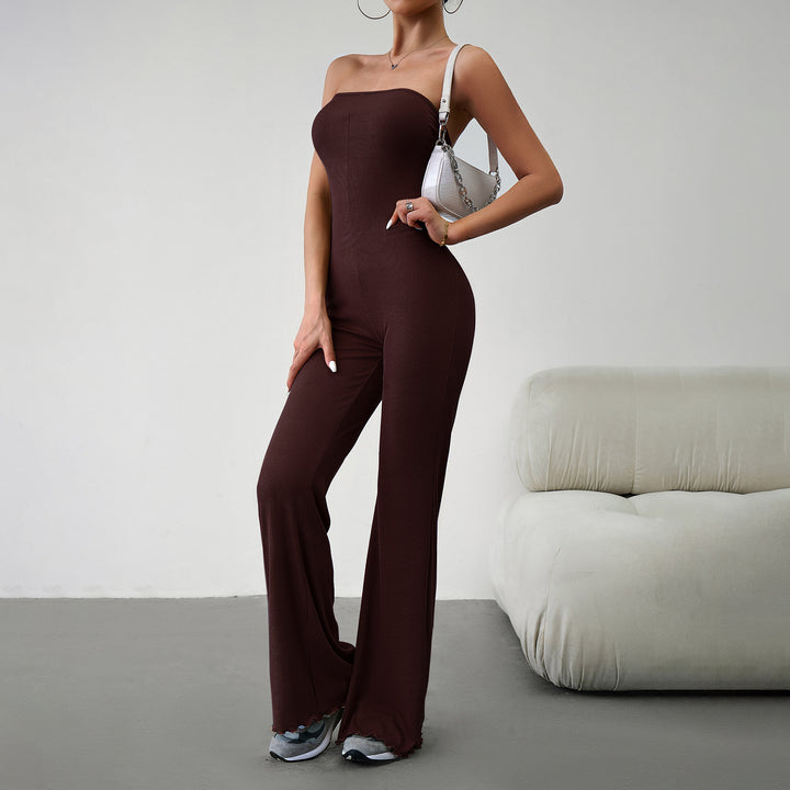 Damen Schmal geschnittenes Jumpsuit mit weitem Bein Drune