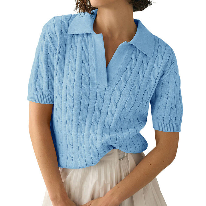 Drune | Polo-Kragen Twist Strickpullover