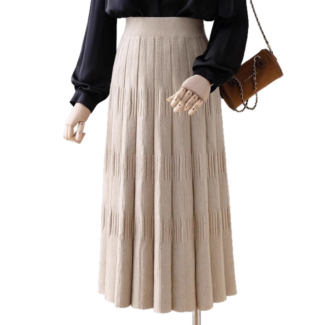 Damen Eleganter plissierter Midirock mit hohem Bund Drune