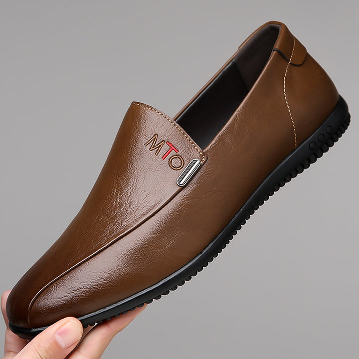 Herren Eleganter Lederoptik-Slipper mit flexibler Noppen-Gummisohle Drune