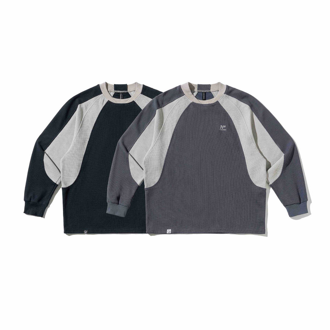 Herren Waffelstruktur-Sweatshirt mit Raglanärmeln und kontrastierenden Einsätzen Drune